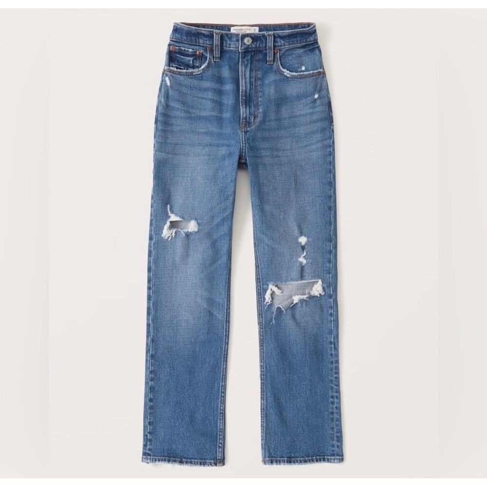 Abercrombie & Fitch The Ankle Straight Ultra High Rise Distressed Jeans Sz 26/2R